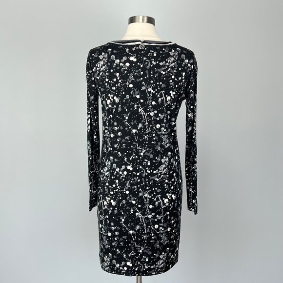 Tory Burch Meredith Paint Splatter Print Silk Dress Black White Gray size Small - Picture 6 of 13